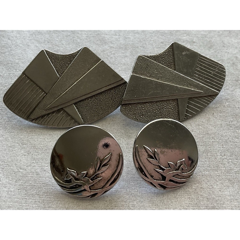 Lot Of 2 Pairs Laurel Burch Post Earrings Silver Tone Vintage Estate Jewelry